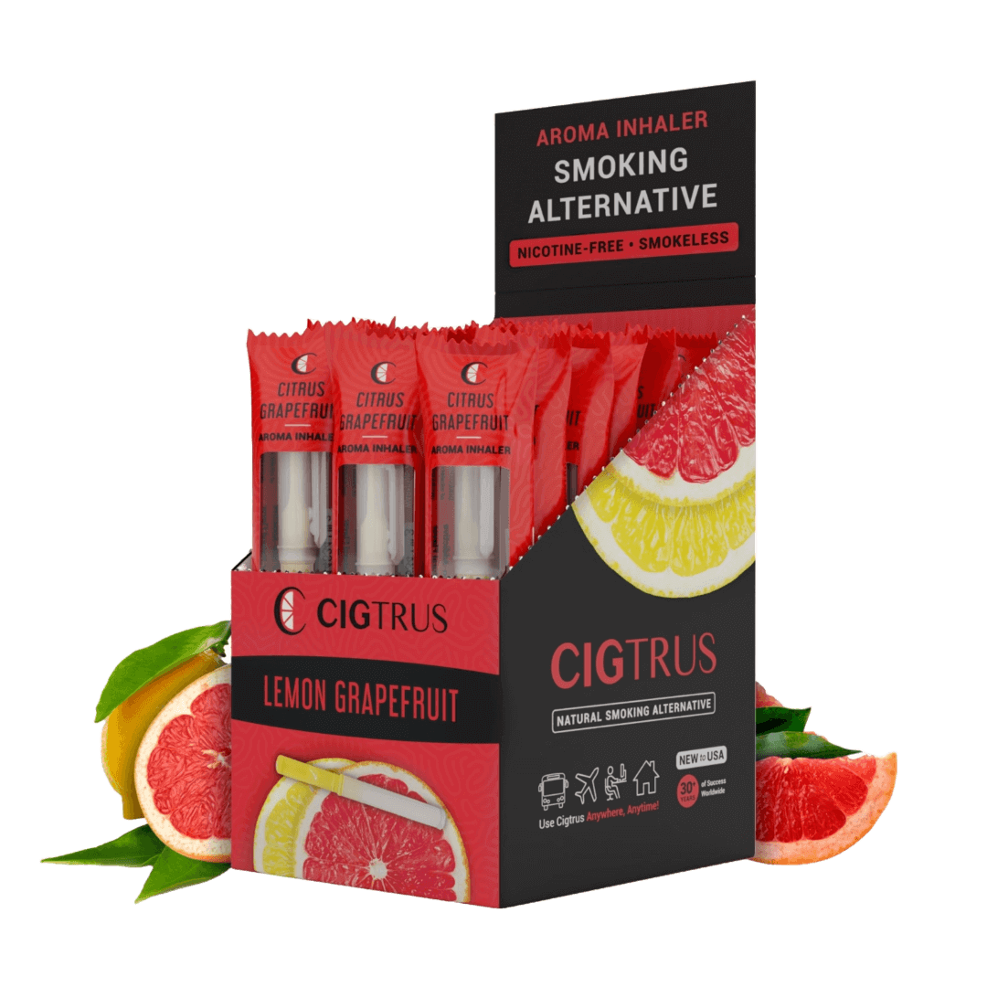Cigtrus Smokeless Nicotine Free Natural Quit Smoking Aid Oral Fixation Cravings Relief Refreshing Flavored Air Puffer Citrus Grapefruit 20 Pack