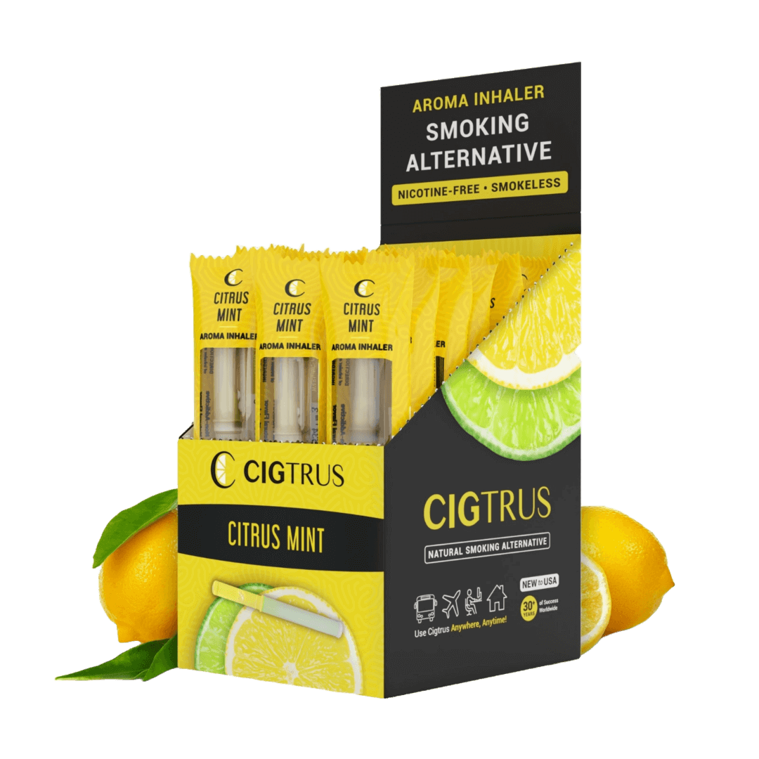 Cigtrus Smokeless Nicotine Free Natural Quit Smoking Aid Oral Fixation Cravings Relief Refreshing Flavored Air Puffer Citrus Mint20 Pack