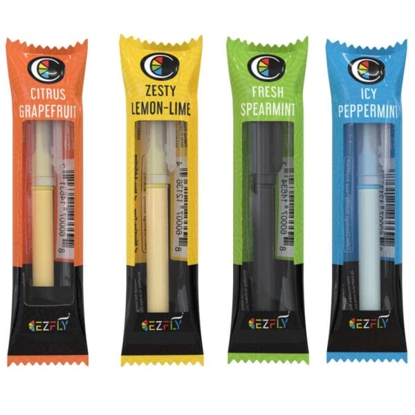 EZ Fly Travel Companion 4 Flavor Variety Pack: Citrus Grapefruit, Zesty Lemon-Lime, Fresh Spearmint, Icy Peppermint.