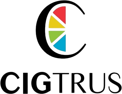 Colorful pie chart logo with red, green, blue segments and text "CIGTRUS" below; transparent background.