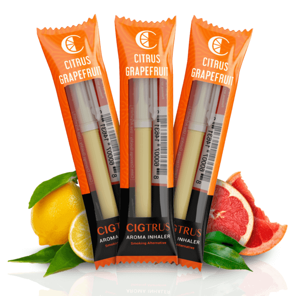 3 packs of Citrus Grapefruit aroma inhalers with fresh oranges and grapefruits, smoking alternative product.