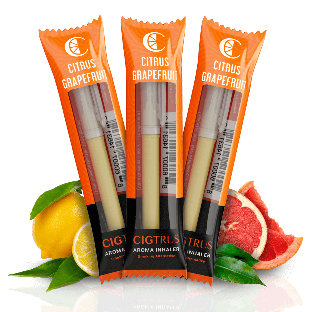 3 packs of Citrus Grapefruit aroma inhalers with fresh oranges and grapefruits, smoking alternative product.